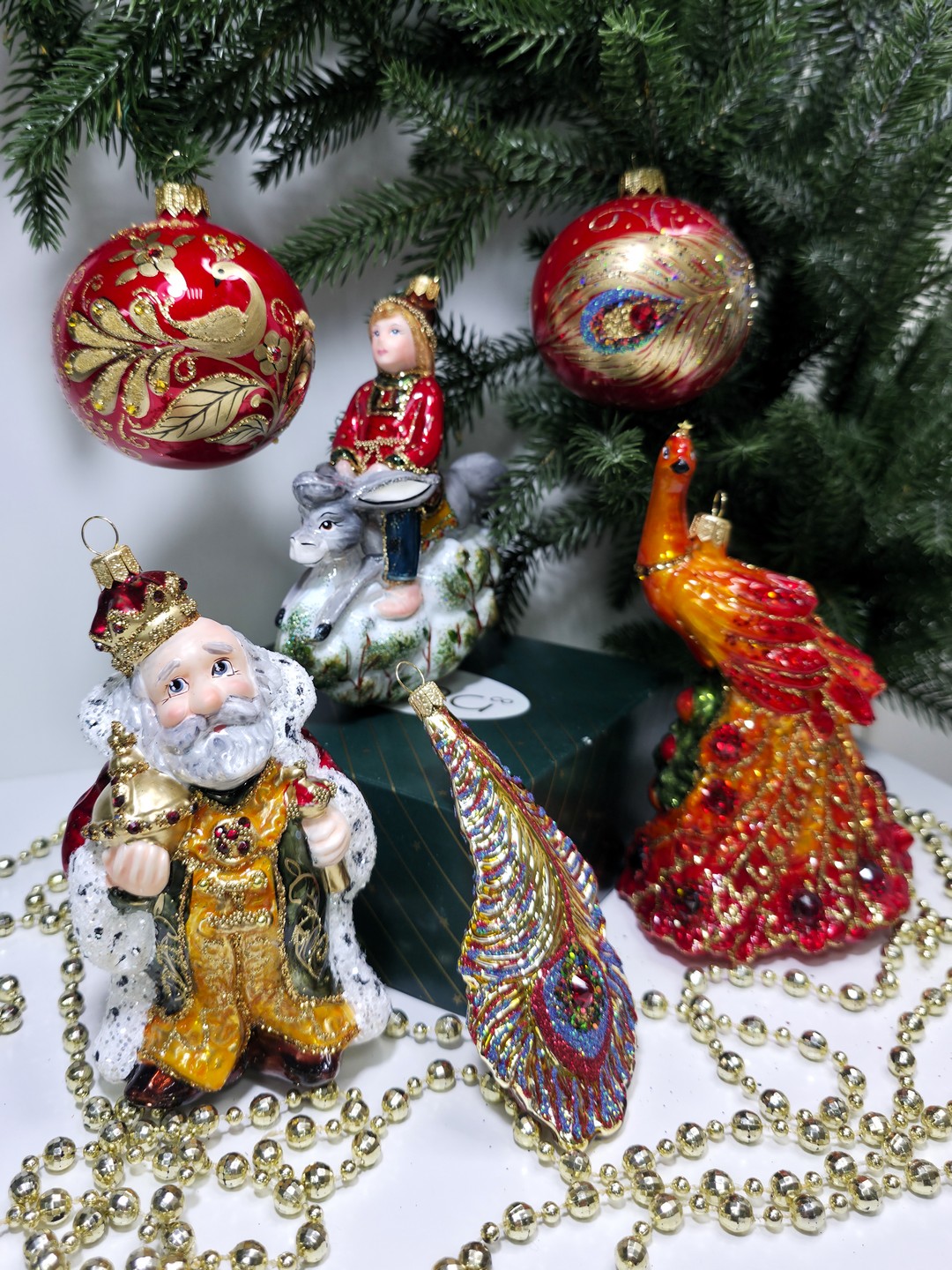 фото Набор стеклянных ёлочных игрушек Irena-Co Жар Птица