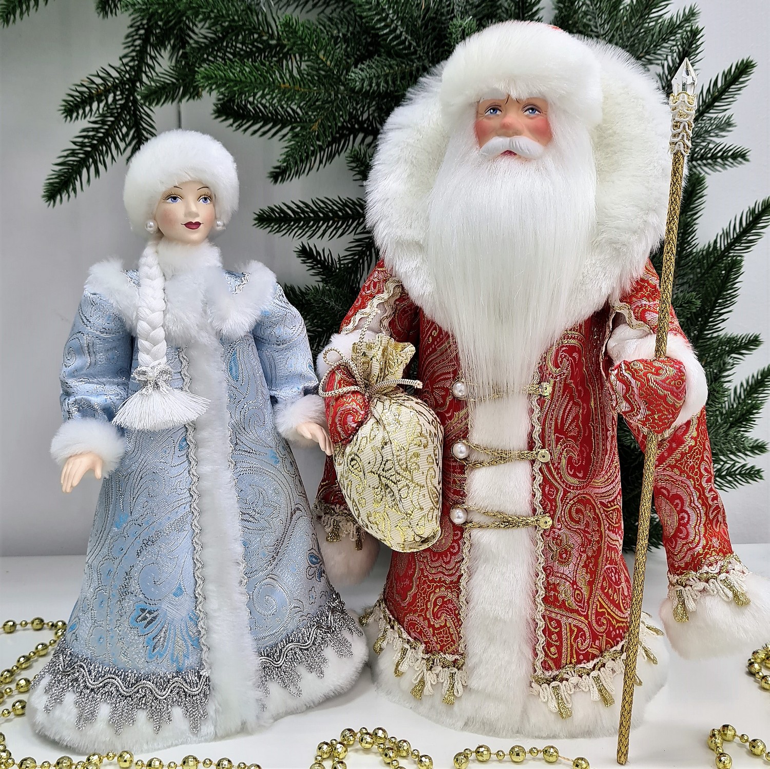 фото Набор Дед Мороз 34 см и Снегурочка 29 см №104