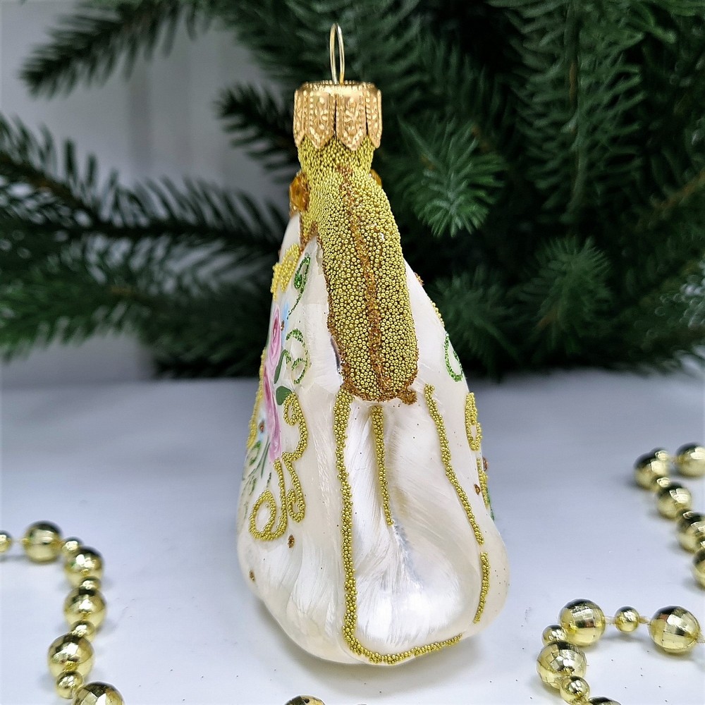 фото Стеклянная елочная игрушка Сумочка Версаль малая