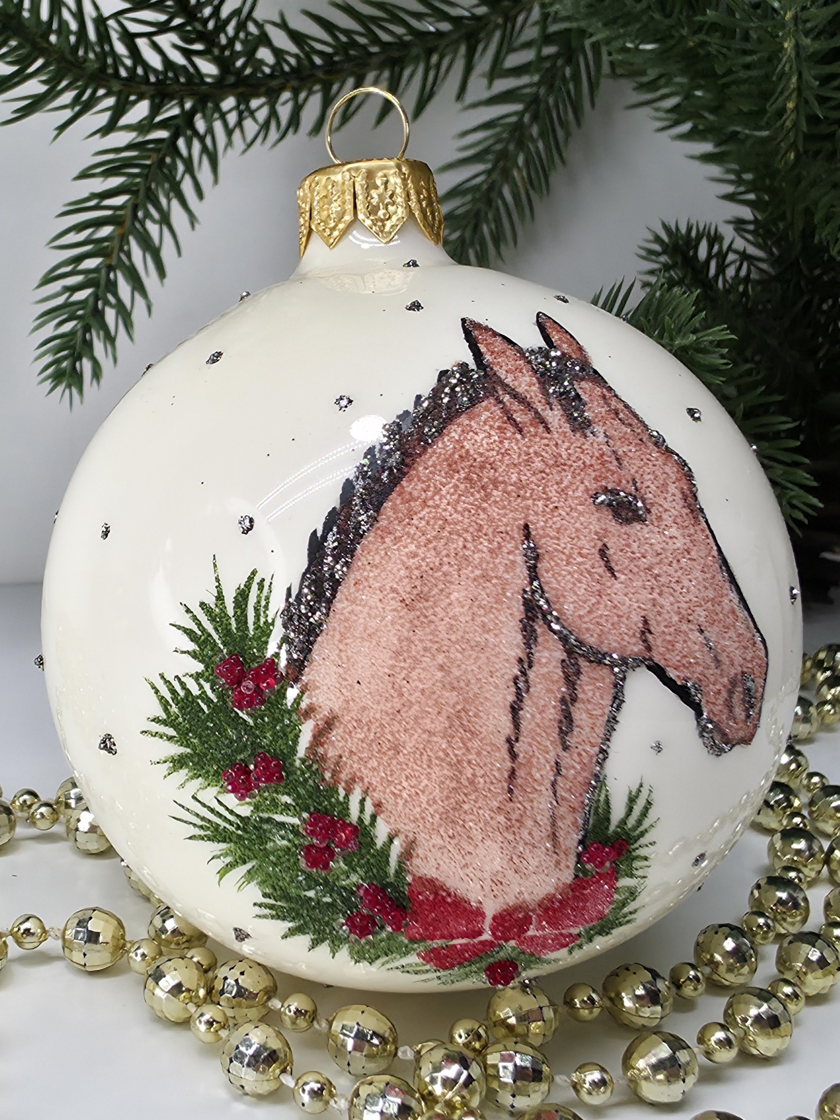 фото Стеклянный ёлочный шар Irena-Co 80 мм №132