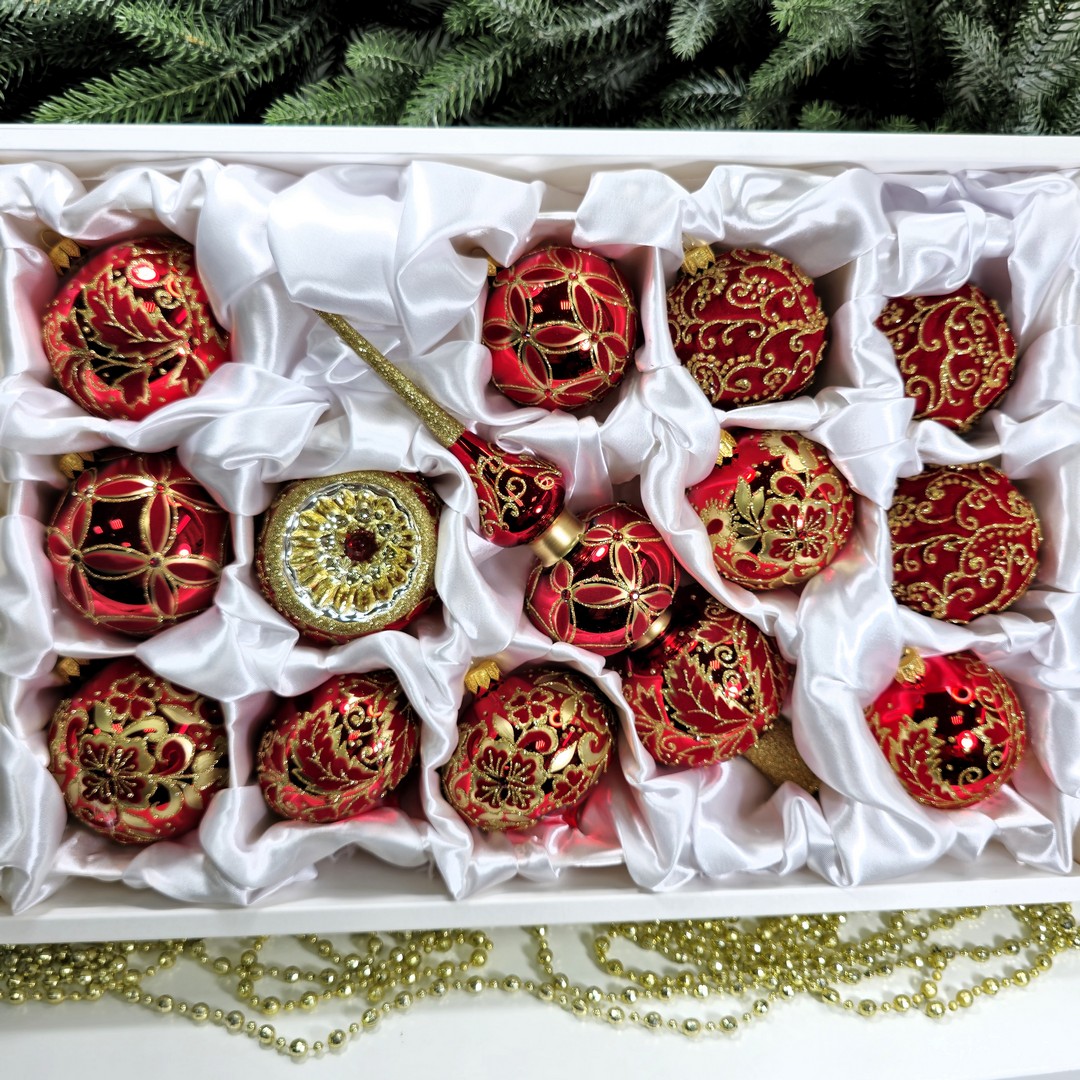 фото Набор елочных игрушек Бархат красный