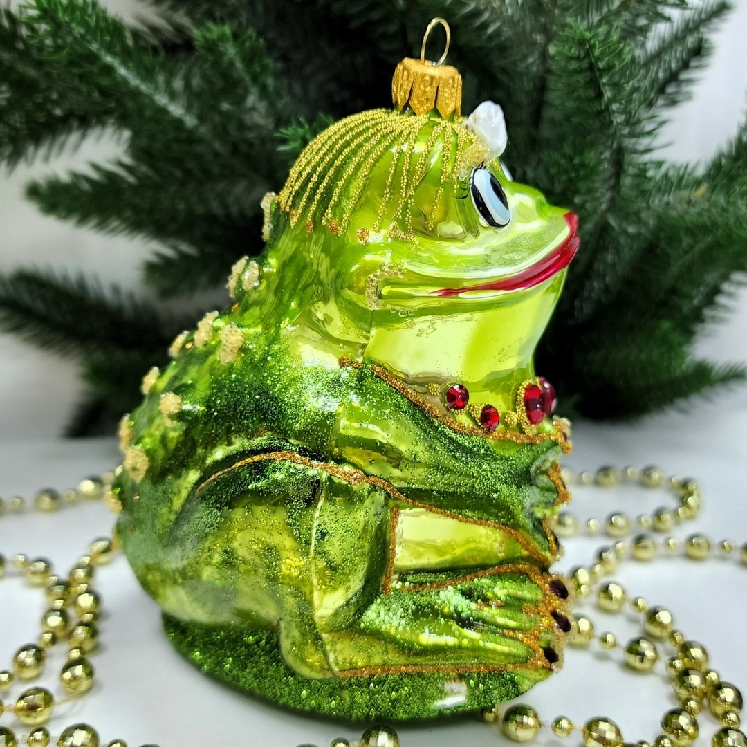 фото Стеклянная елочная игрушка Лягушка-Она
