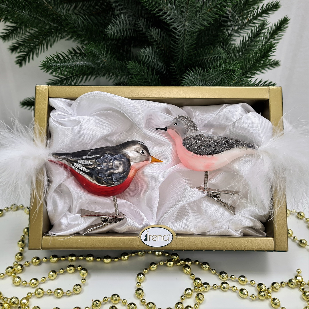 фото Набор ёлочных игрушек Два снегиря с клювиком