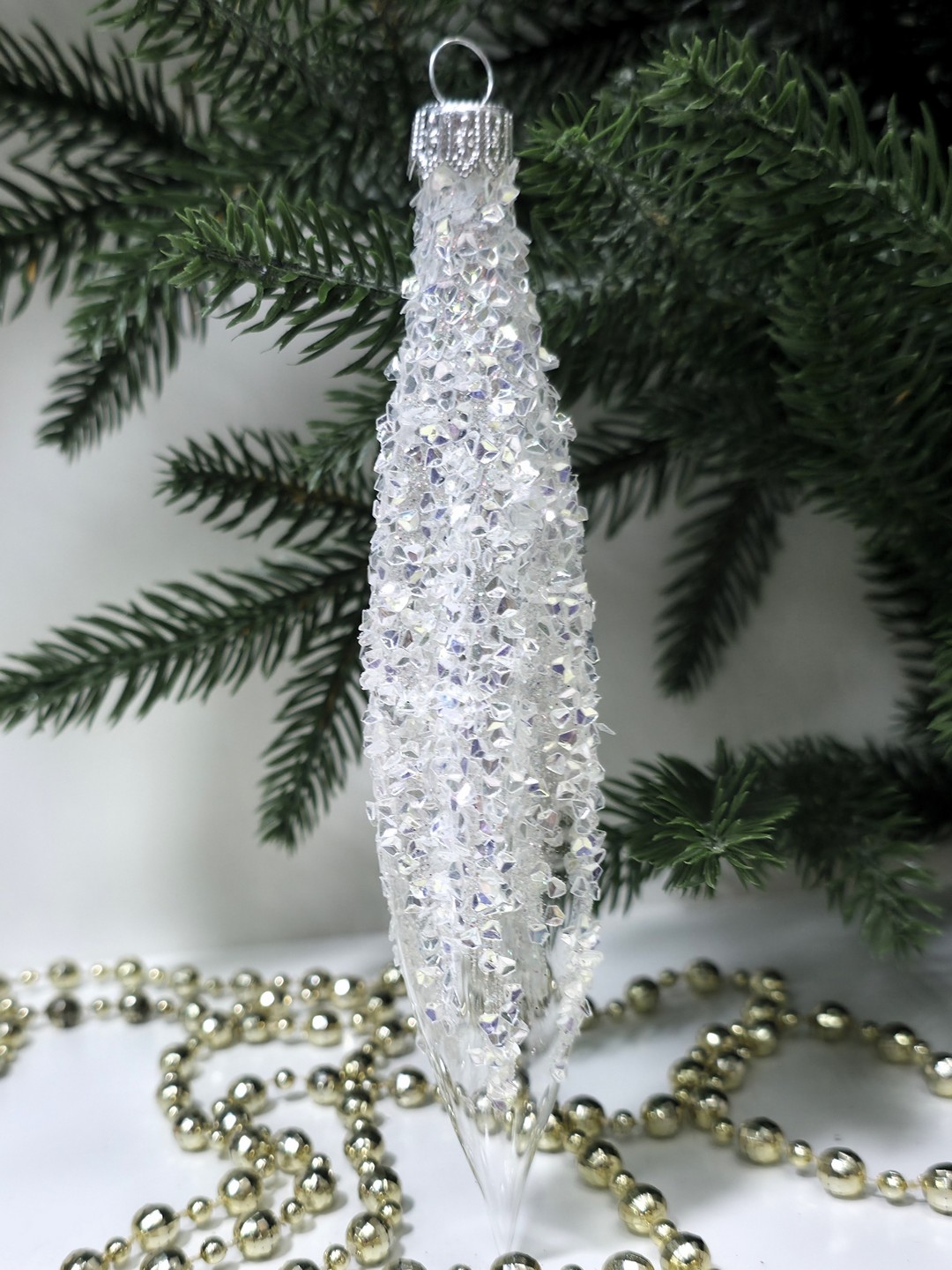 фото Стеклянная елочная игрушка Сосулька