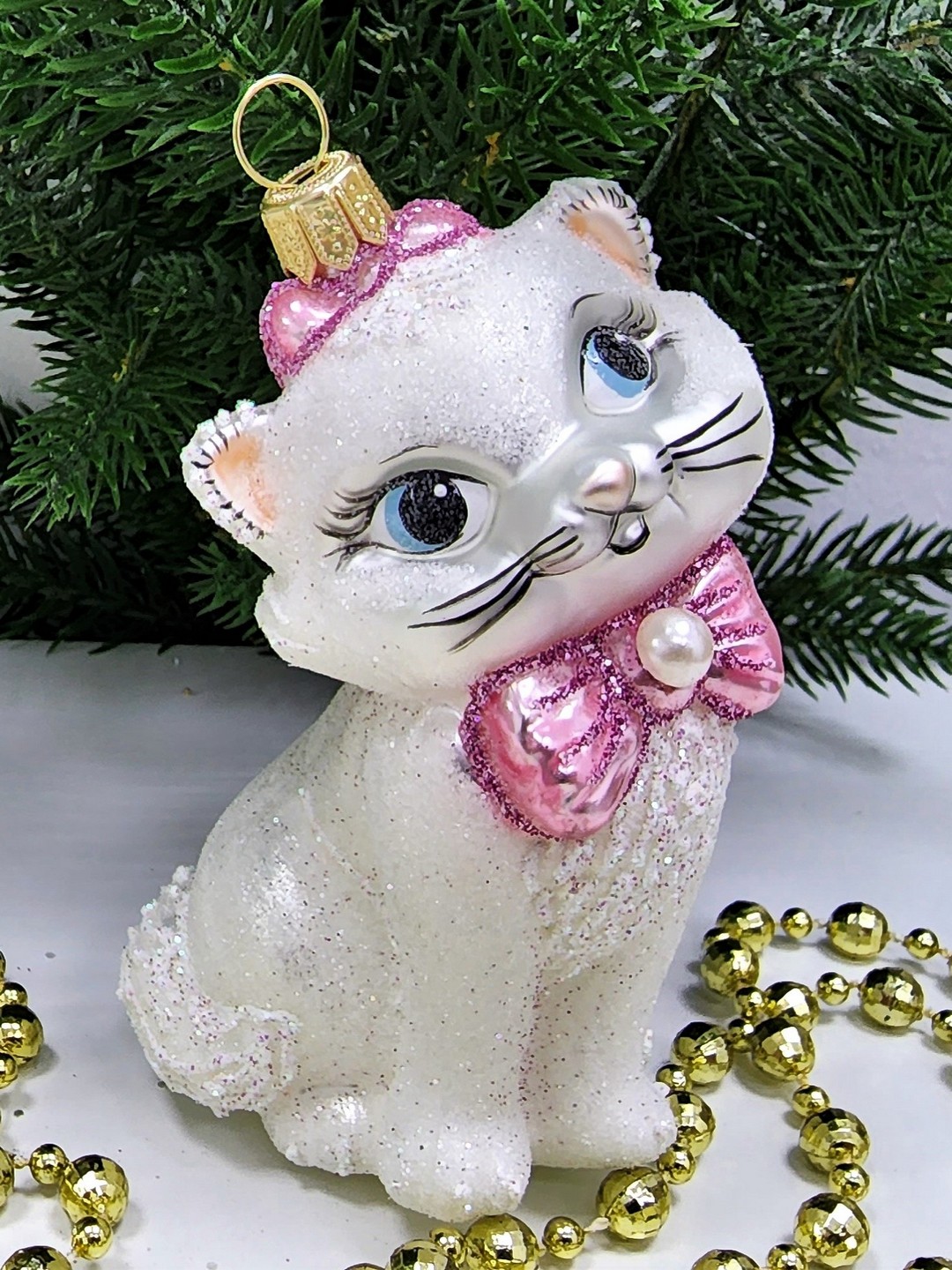 фото Стеклянная елочная игрушка Киса Мэри