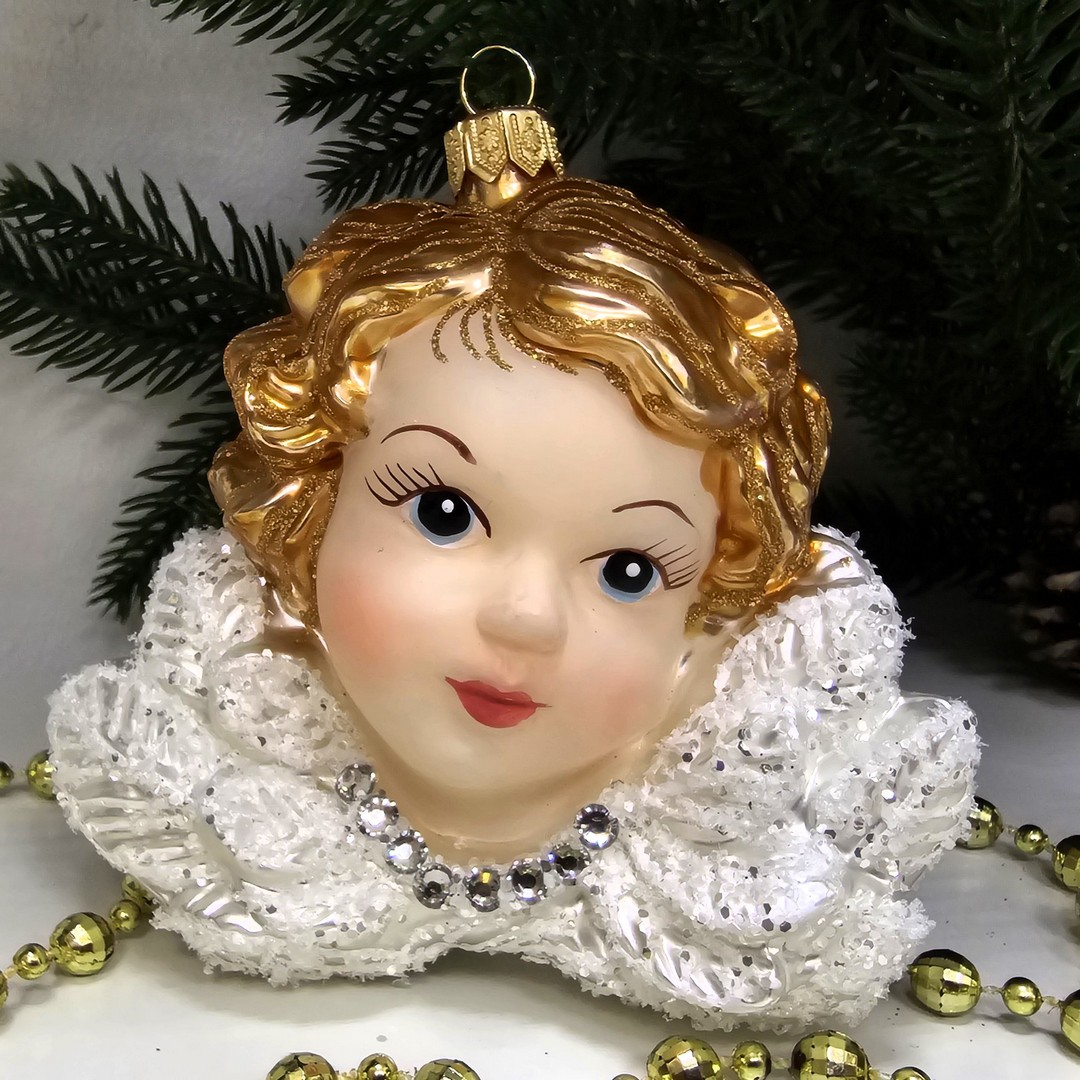 фото Стеклянная елочная игрушка Ангел малый