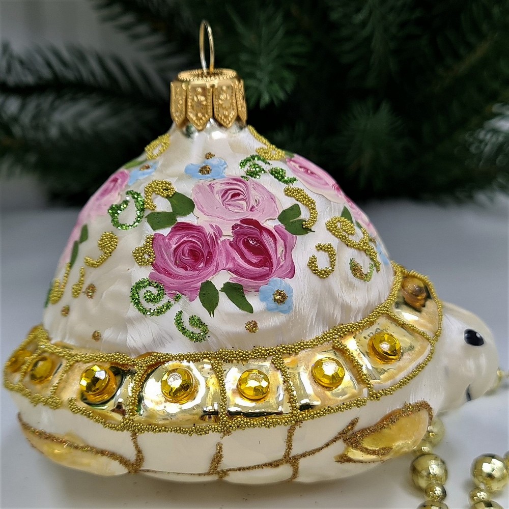 фото Стеклянная елочная игрушка Черепаха Версаль