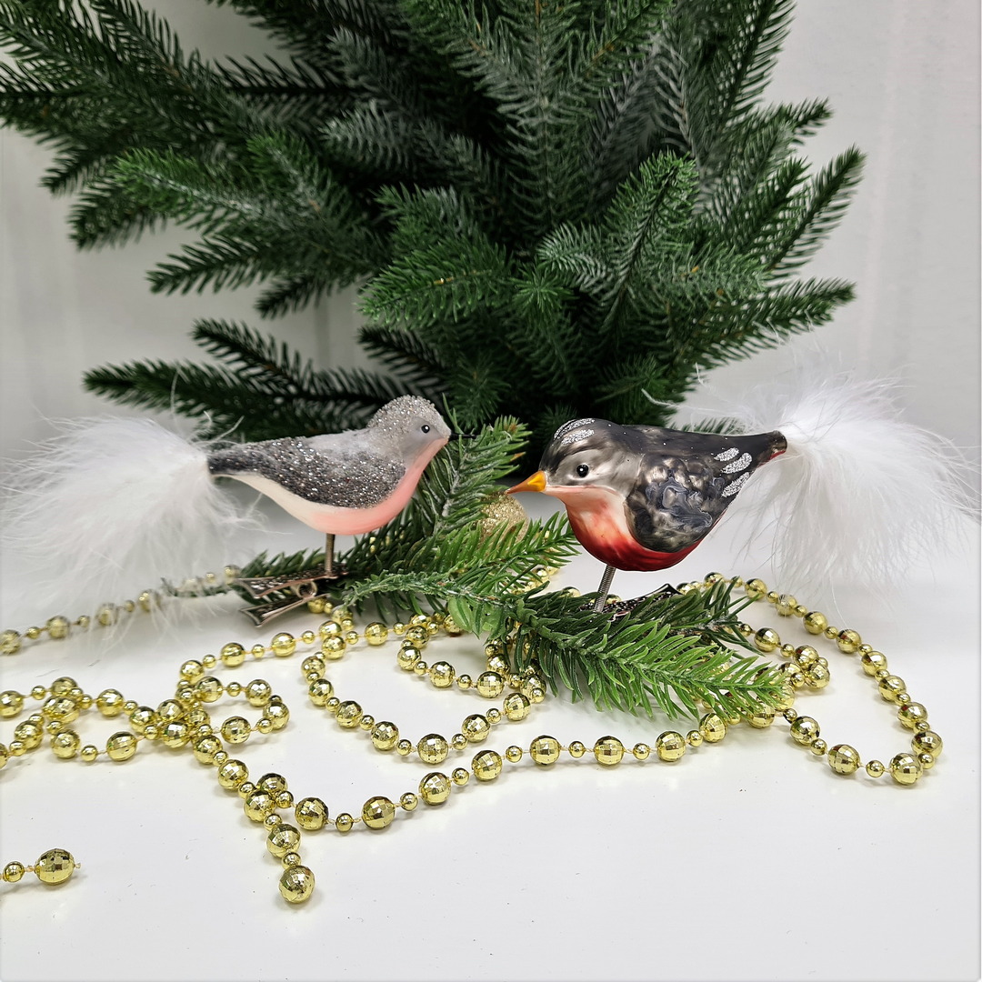 фото Набор ёлочных игрушек Два снегиря с клювиком