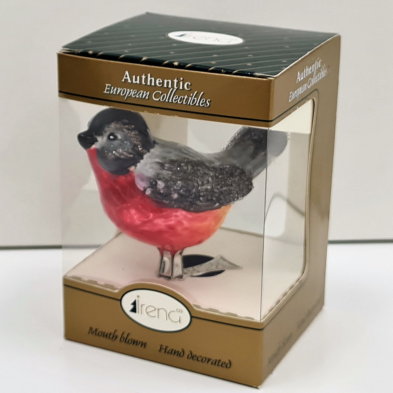 фото Стеклянная елочная игрушка Снегирь на прищепке