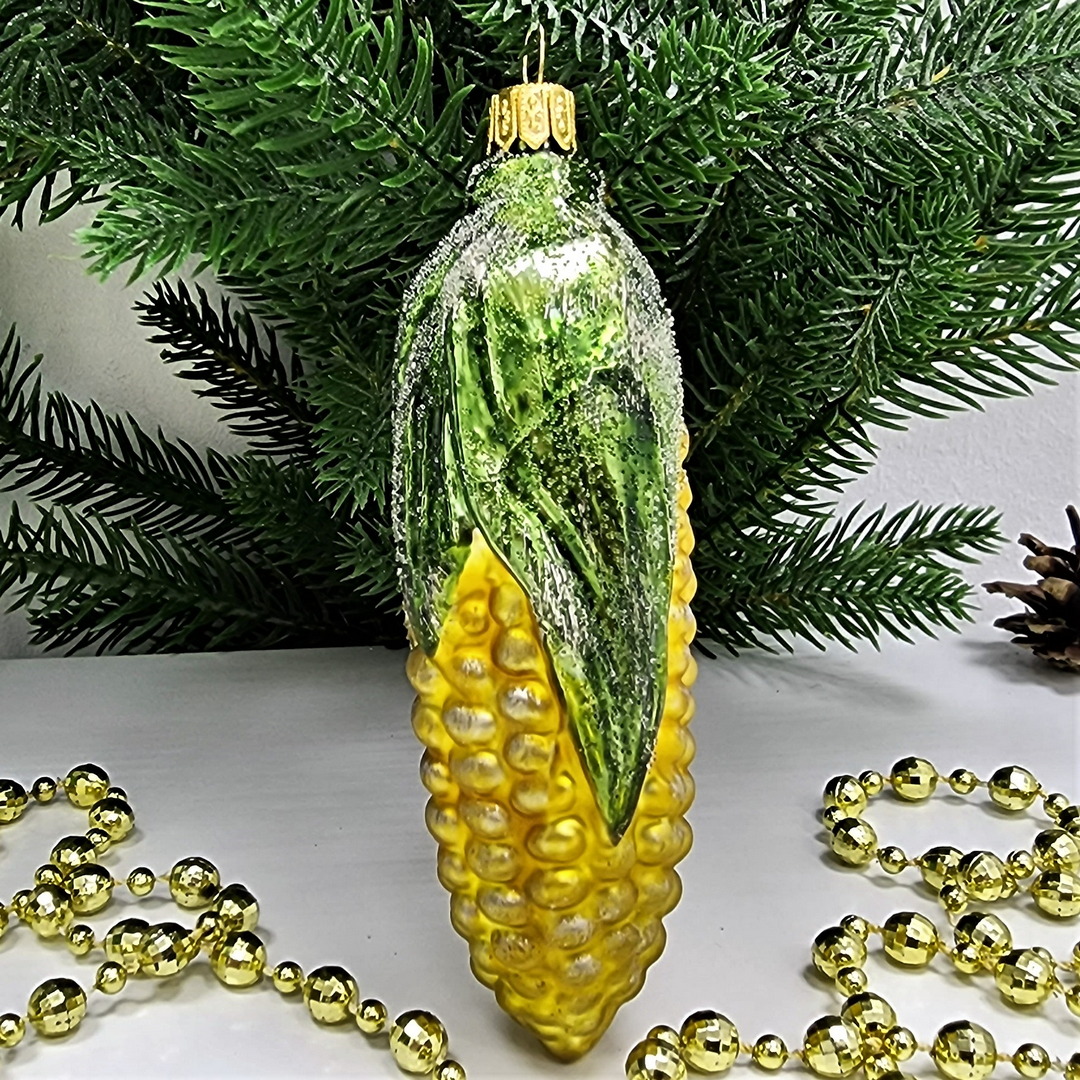 фото Стеклянная елочная игрушка Кукуруза