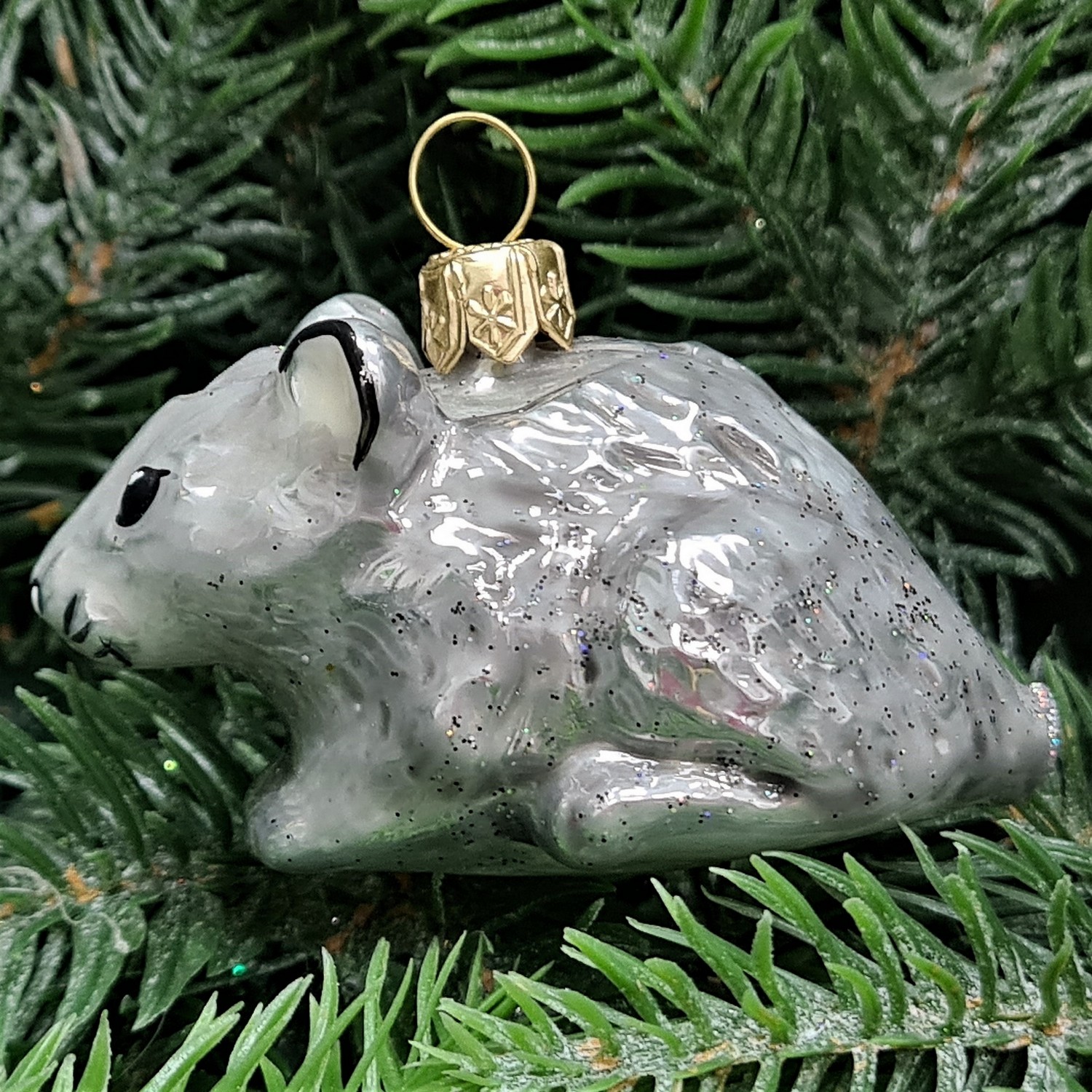 фото Стеклянная елочная игрушка Мышка малая