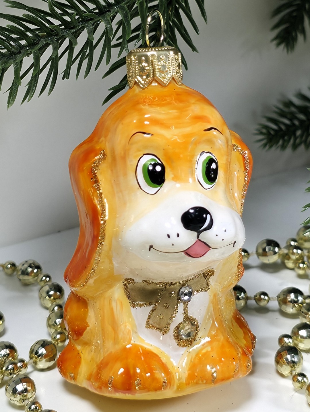 фото Стеклянная елочная игрушка Щенок