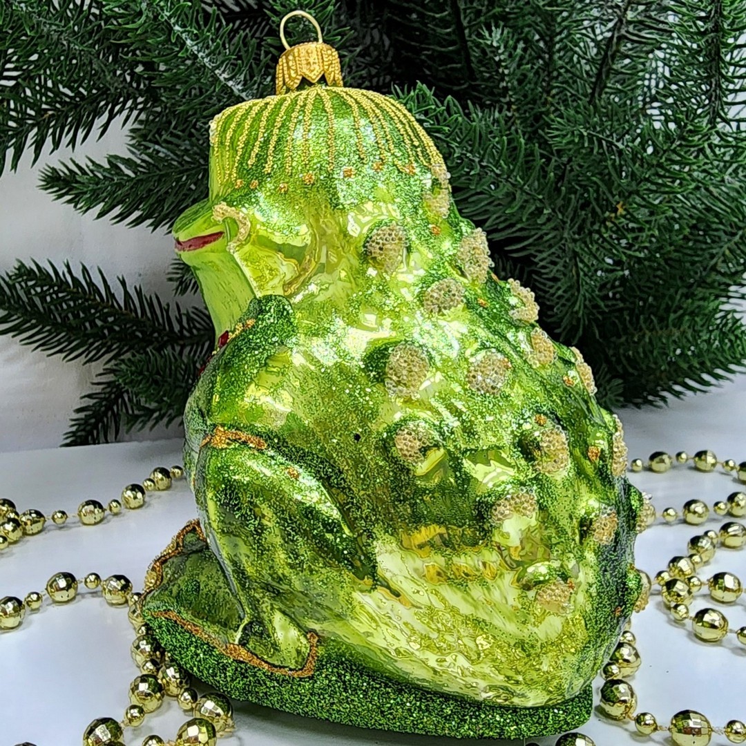 фото Стеклянная елочная игрушка Лягушка-Она