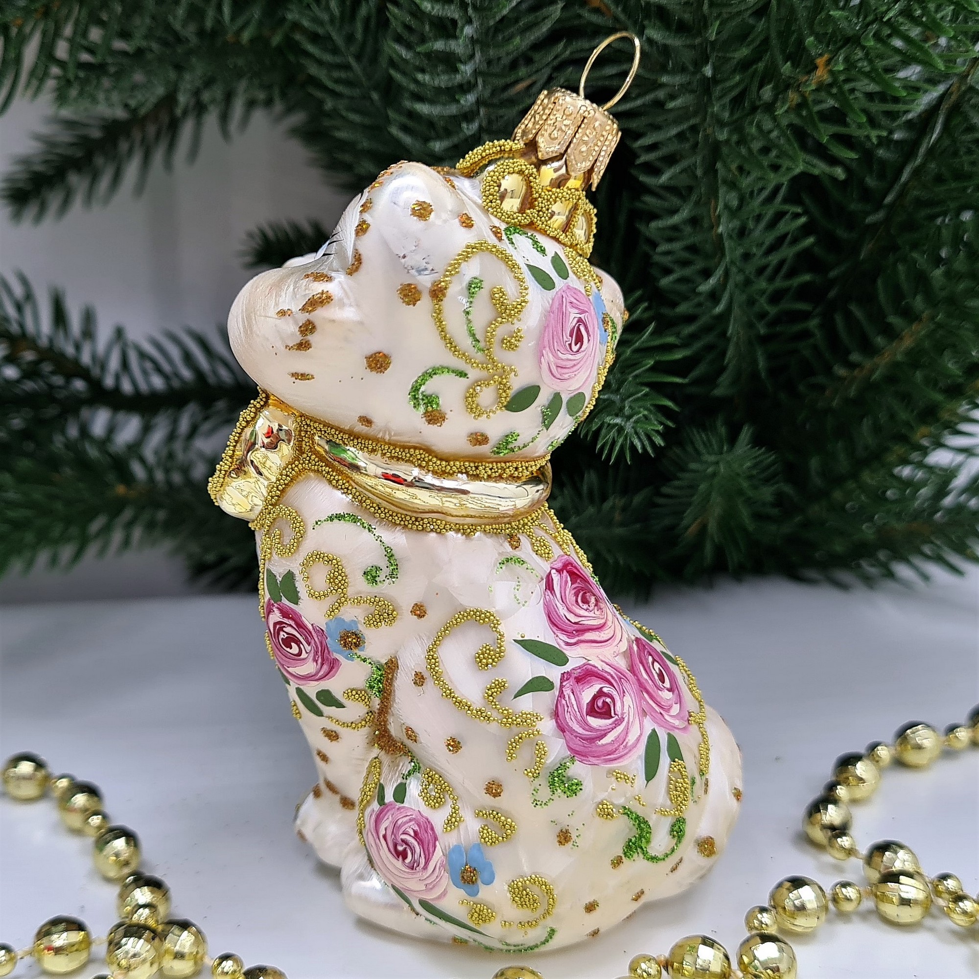 фото Стеклянная елочная игрушка Киса Мэри Версаль