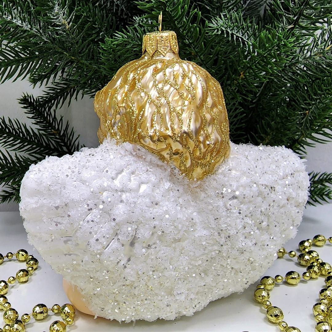 фото Стеклянная елочная игрушка Ангел большой-2