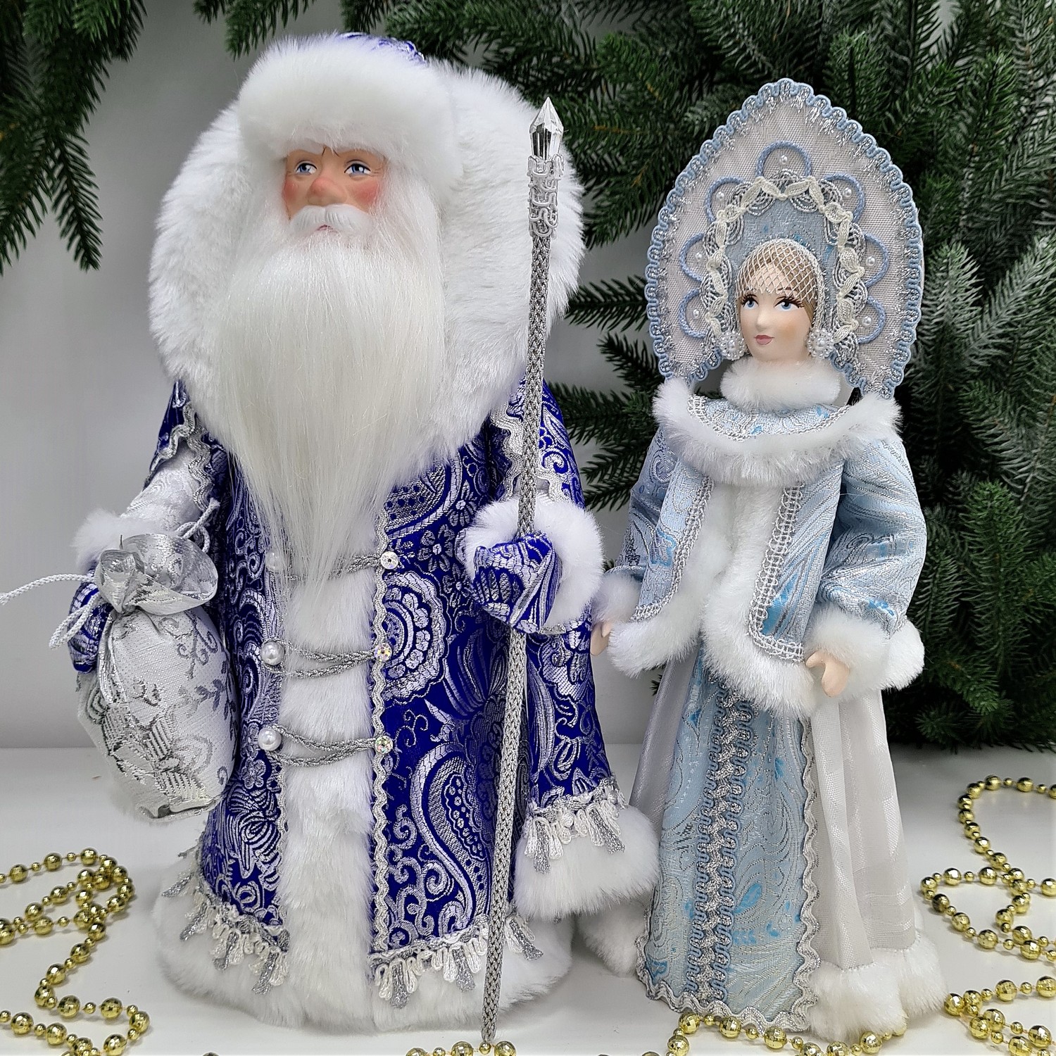фото Набор Дед Мороз 34 см и Снегурочка 31 см №113