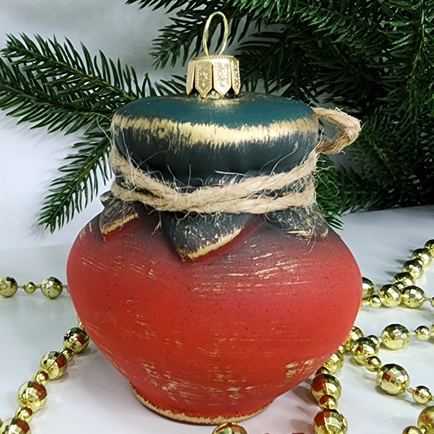 фото Стеклянная елочная игрушка Баночка мёда