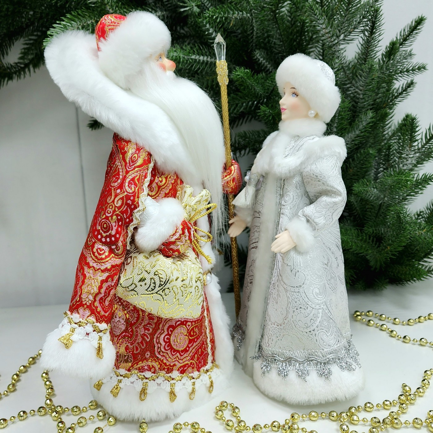фото Набор Дед Мороз 34 см и Снегурочка 29 см №121
