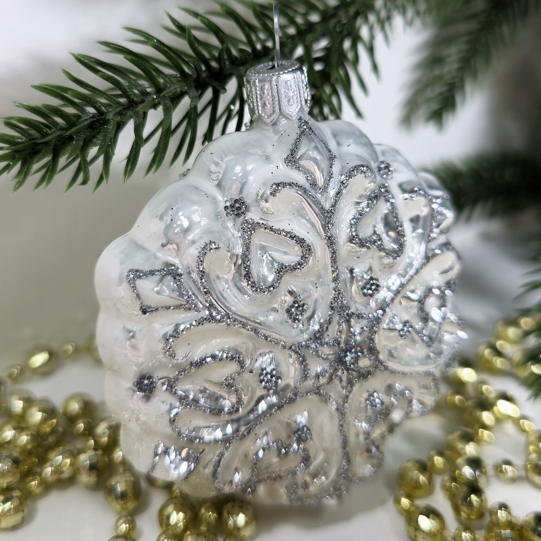 фото Стеклянная елочная игрушка Снежинка