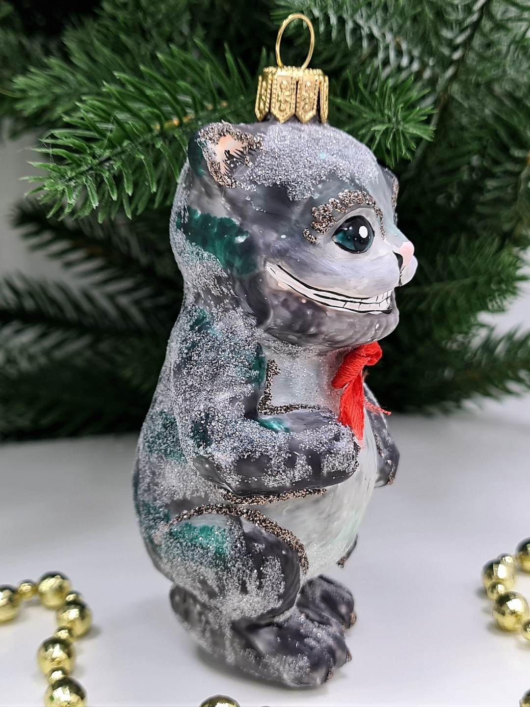 фото Стеклянная елочная игрушка Чеширский кот из Алисы