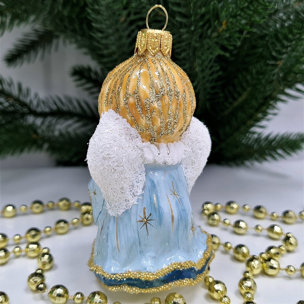 фото Стеклянная елочная игрушка Ангелочек с книгой