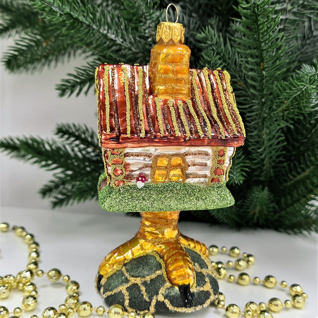 фото Стеклянная елочная игрушка Избушка на курьих ножках