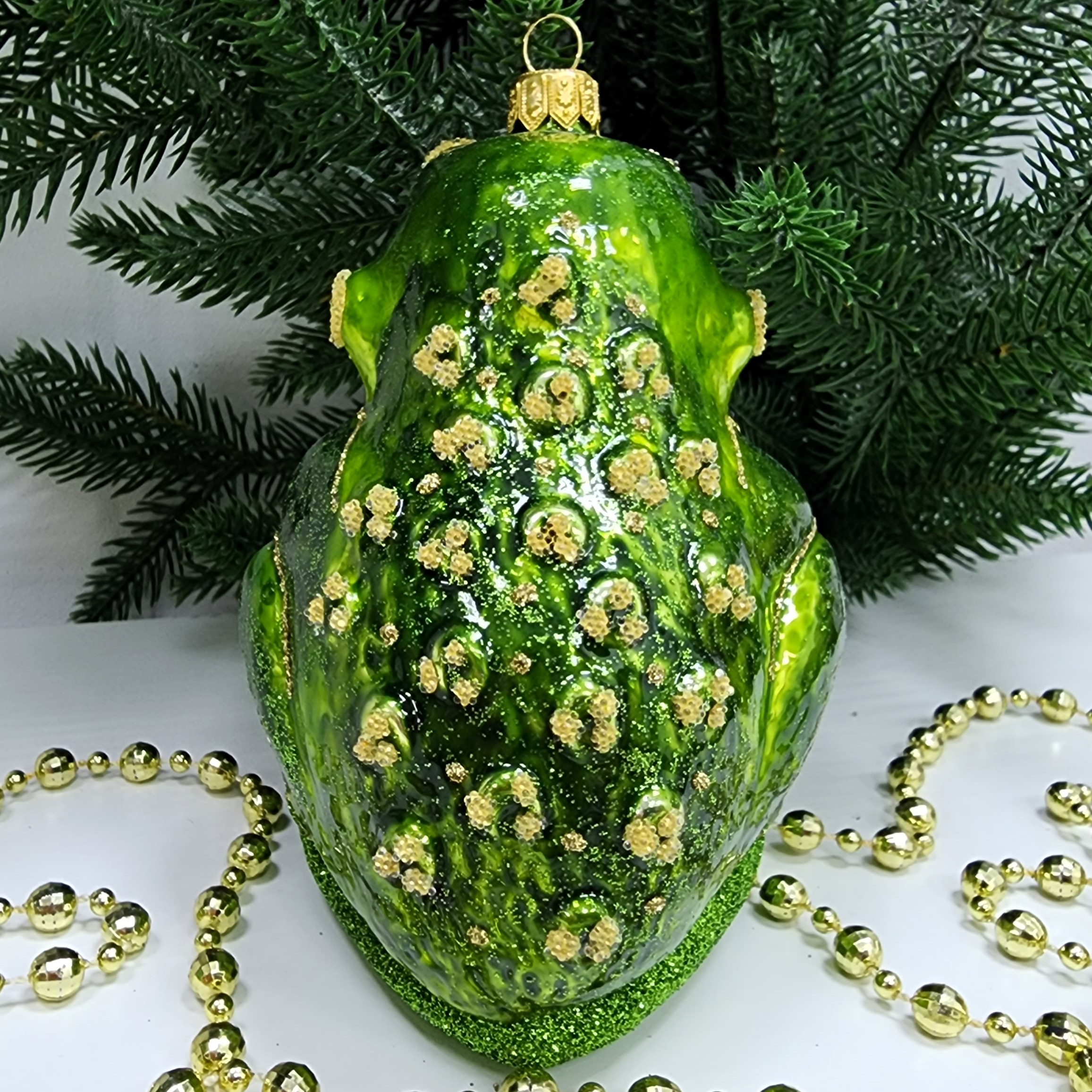 фото Стеклянная елочная игрушка Лягушка-Он