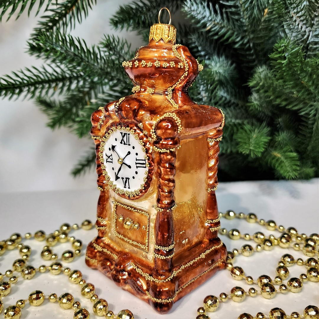 фото Стеклянная елочная игрушка Часы напольные