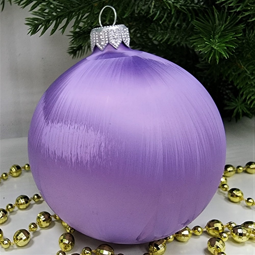 фото Стеклянный шар 80 мм Морозко фиолет