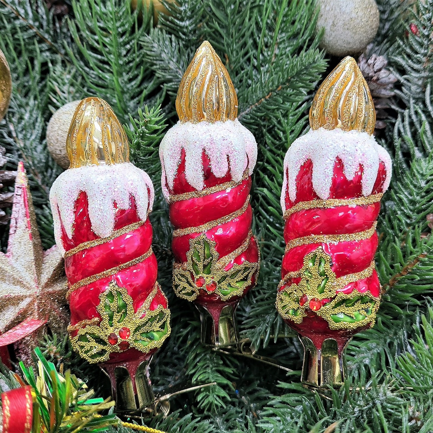 фото Набор ёлочных игрушек Свечи красные