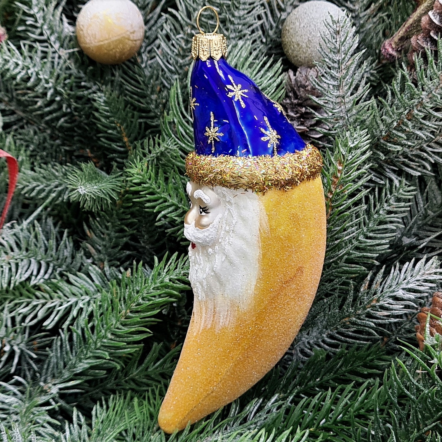 фото Стеклянная елочная игрушка Месяц