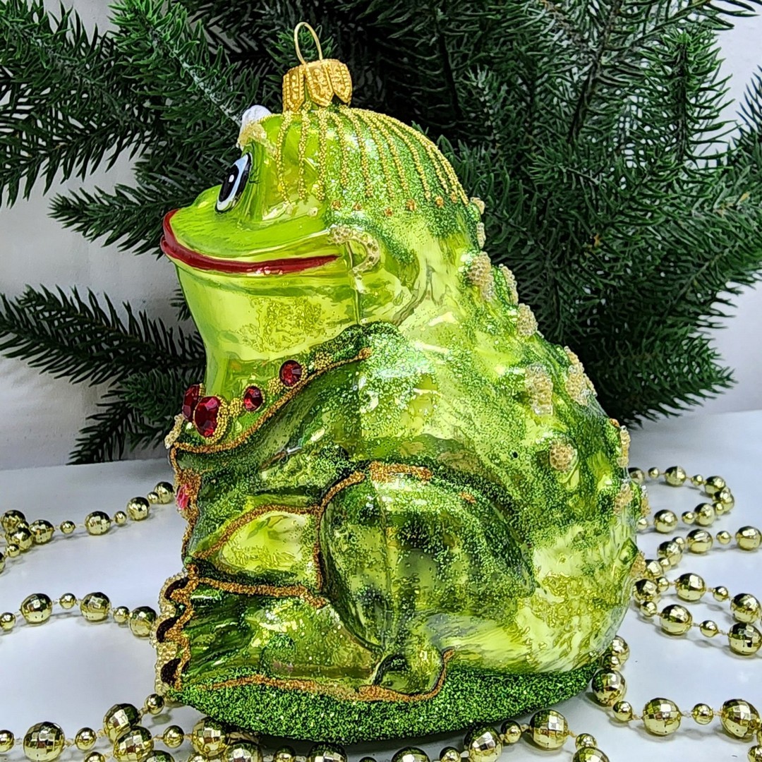 фото Стеклянная елочная игрушка Лягушка-Она