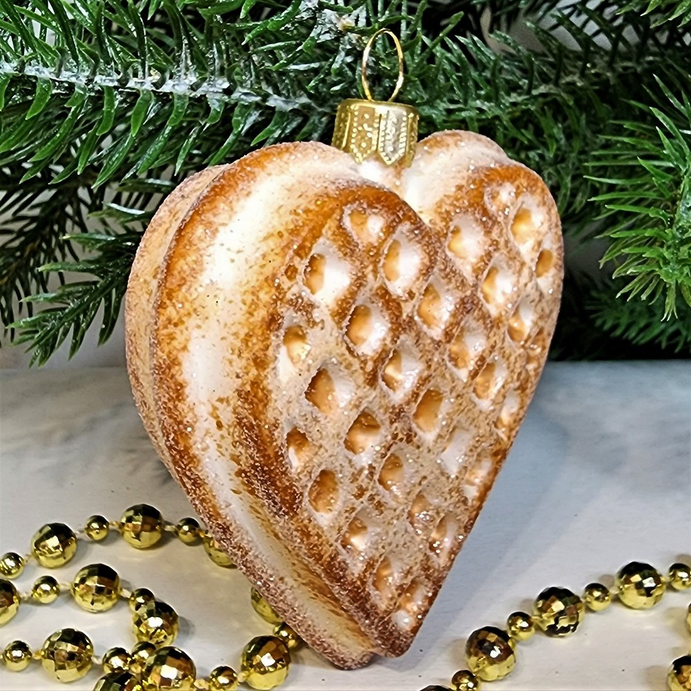 фото Стеклянная елочная игрушка Вафелька