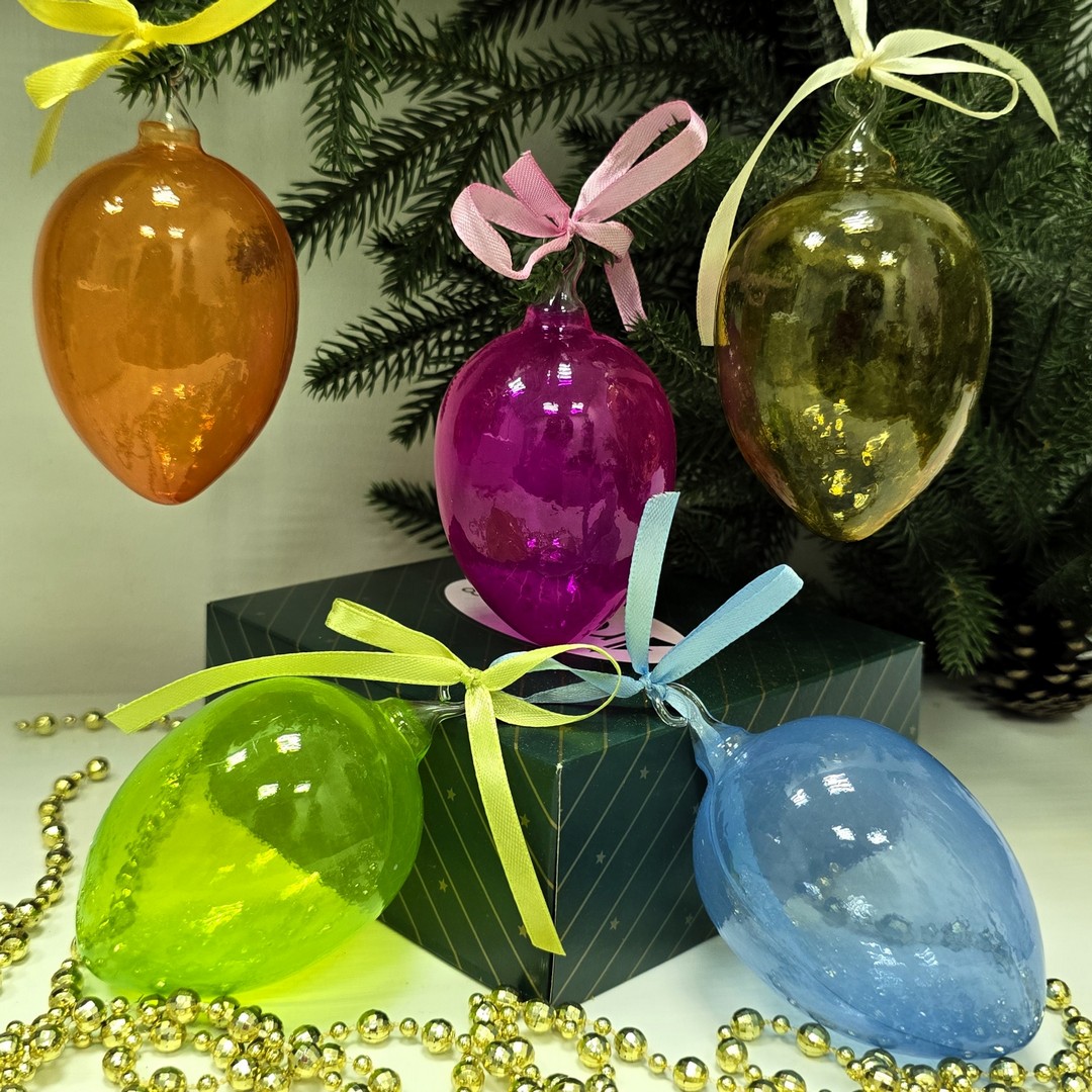 фото Набор стеклянных ёлочных игрушек Irena-Co Пасхальные яйца прозрачные