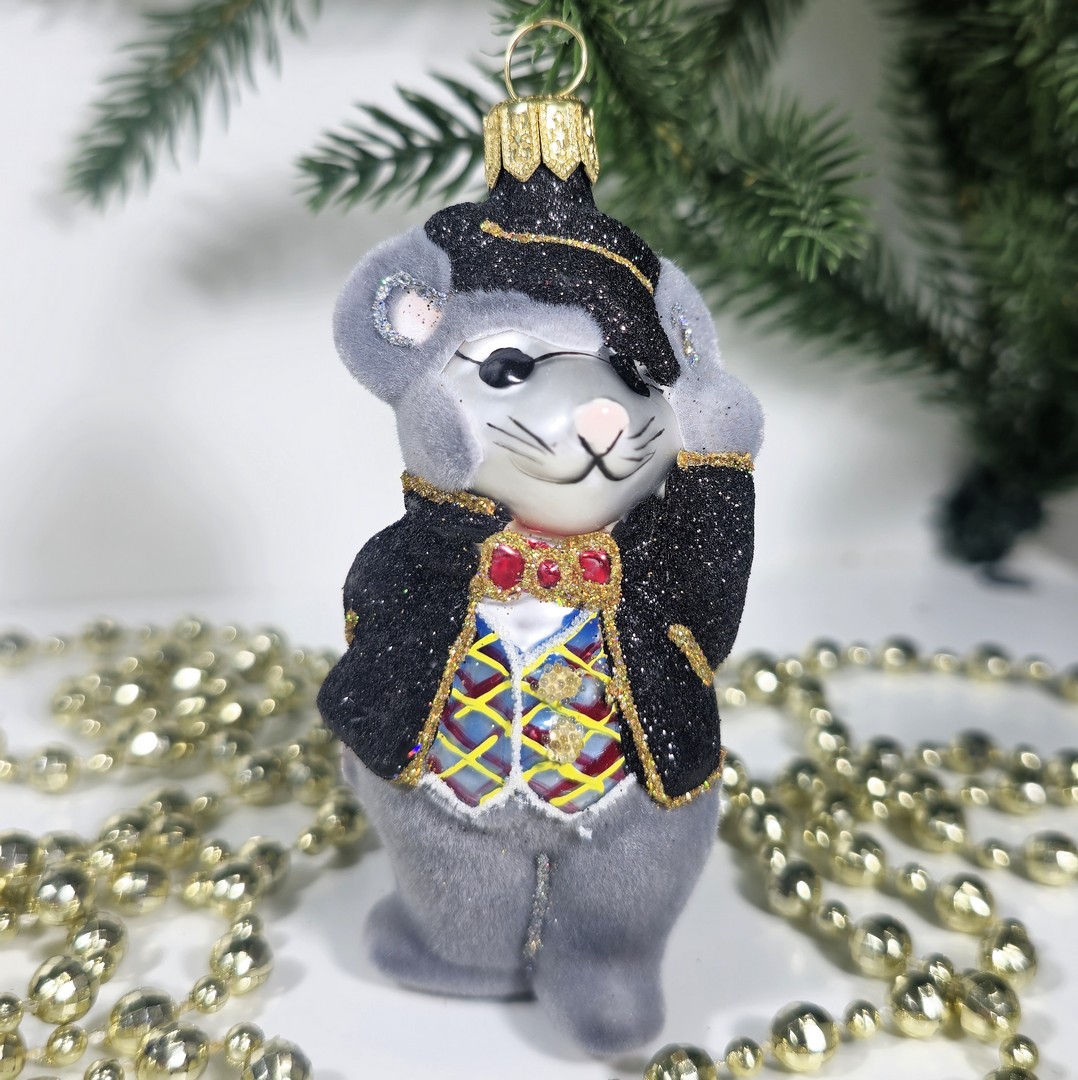 фото Стеклянная елочная игрушка Крот из Дюймовочки