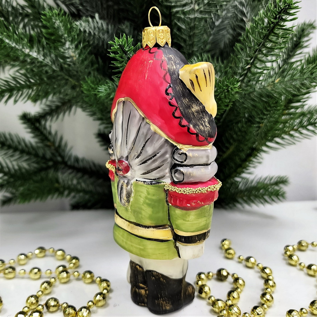 фото Стеклянная елочная игрушка Щелкунчик винтаж зеленый