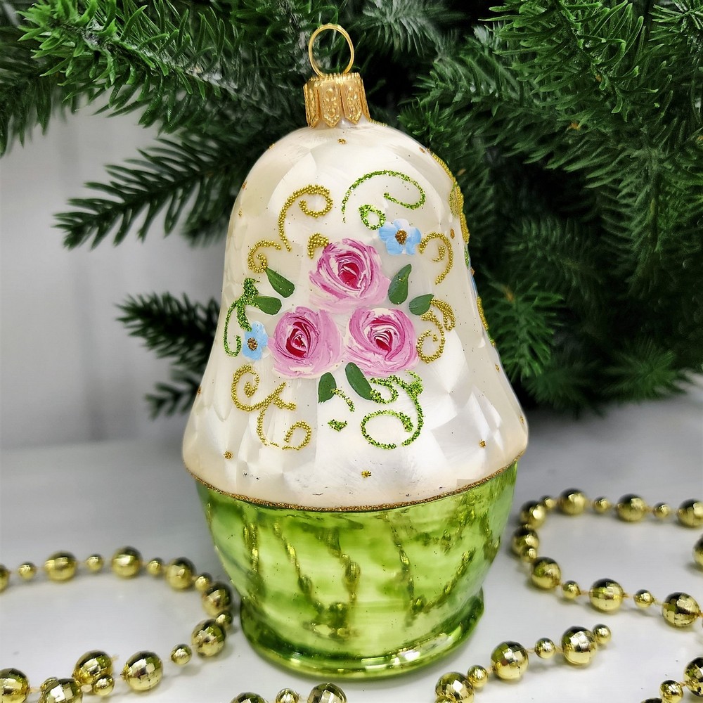 фото Стеклянная елочная игрушка Матрешка Версаль