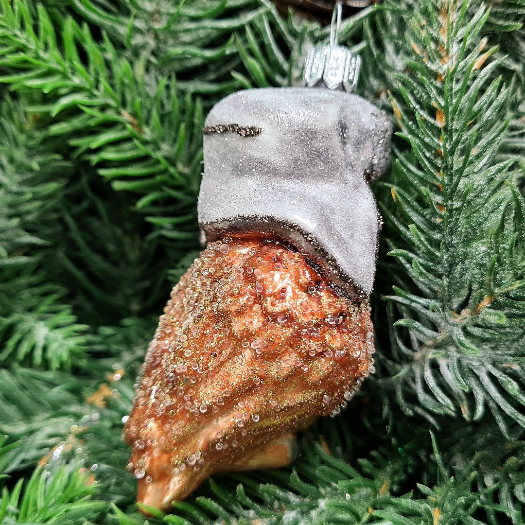 фото Стеклянная елочная игрушка Сова в ушанке-3