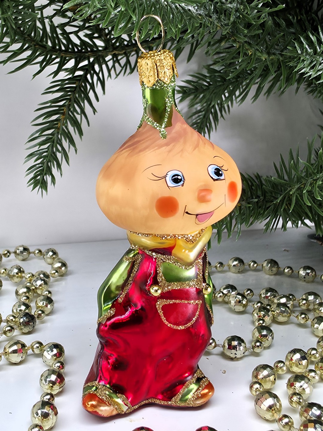 фото Стеклянная елочная игрушка Чиполлино