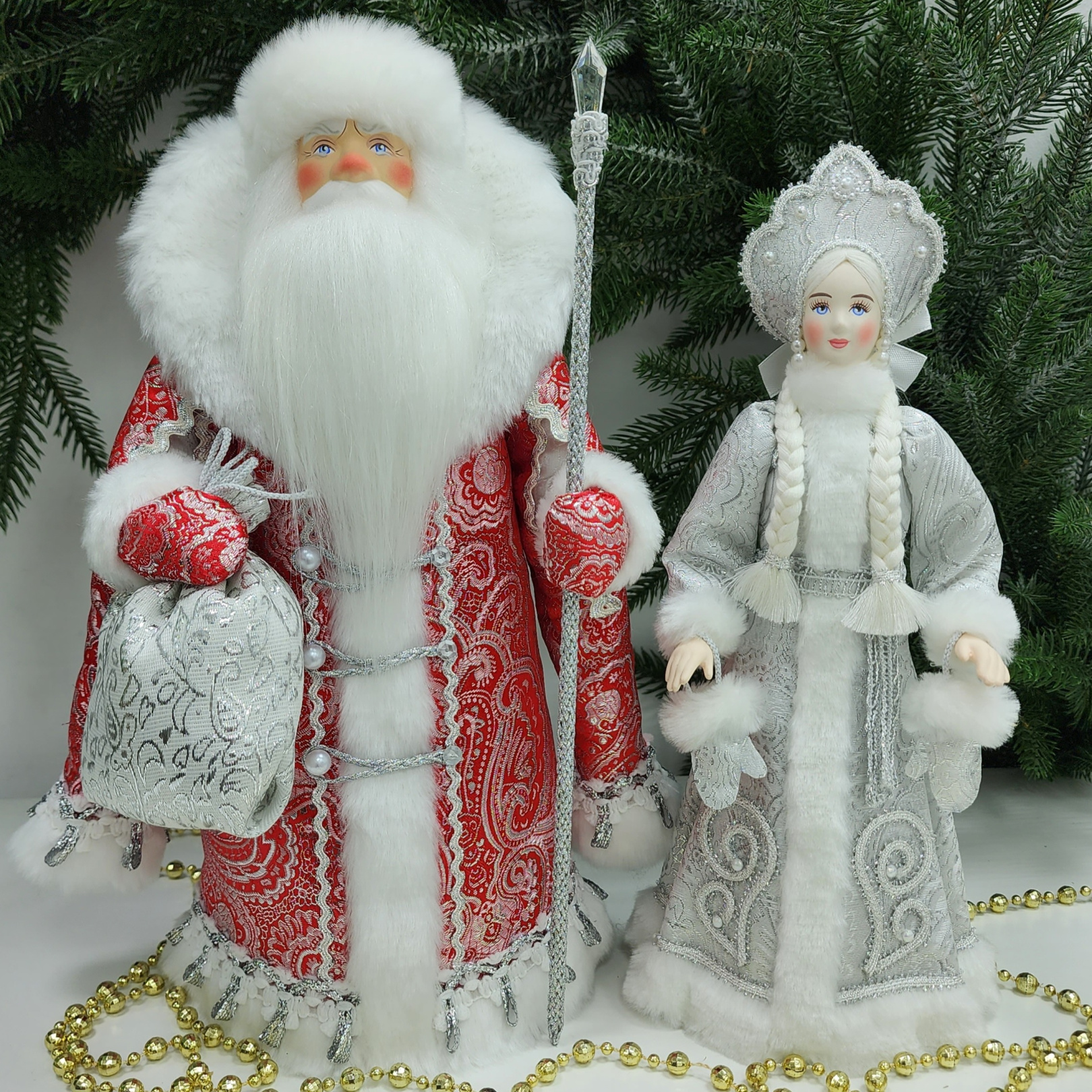 фото Набор Дед Мороз 34 см и Снегурочка 30 см №130