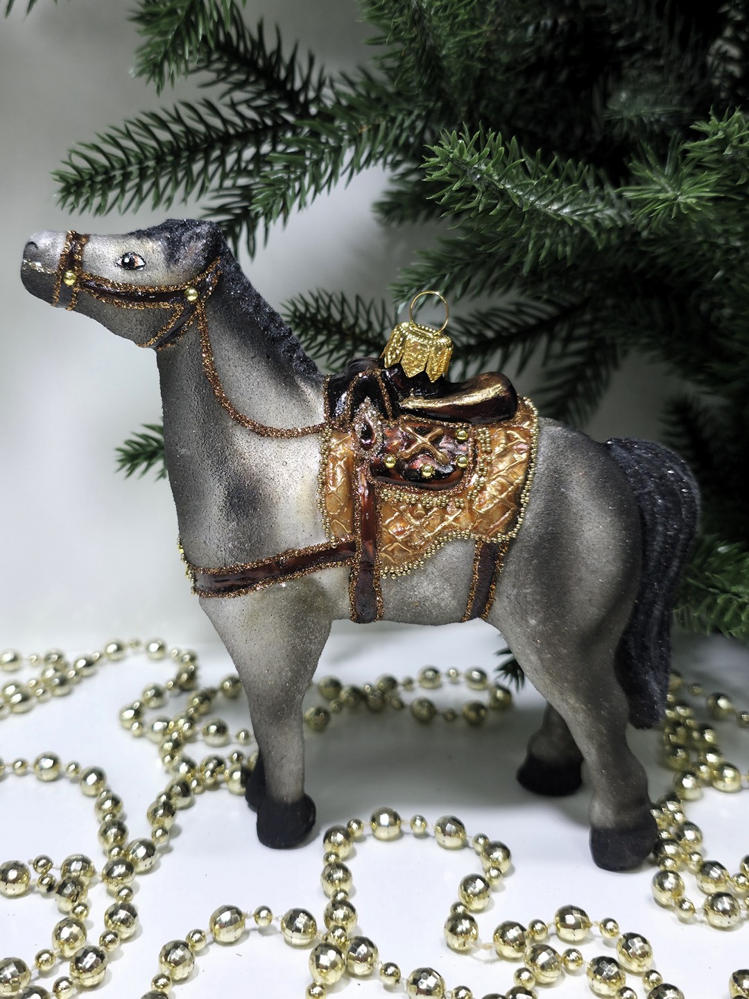 фото Стеклянная елочная игрушка Лошадь большая
