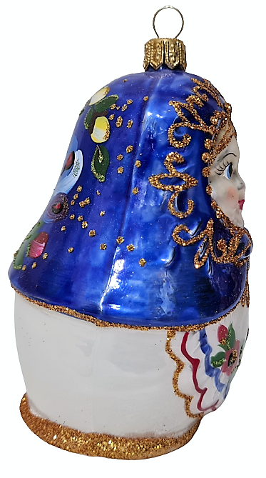 фото Стеклянная елочная игрушка Матрешка