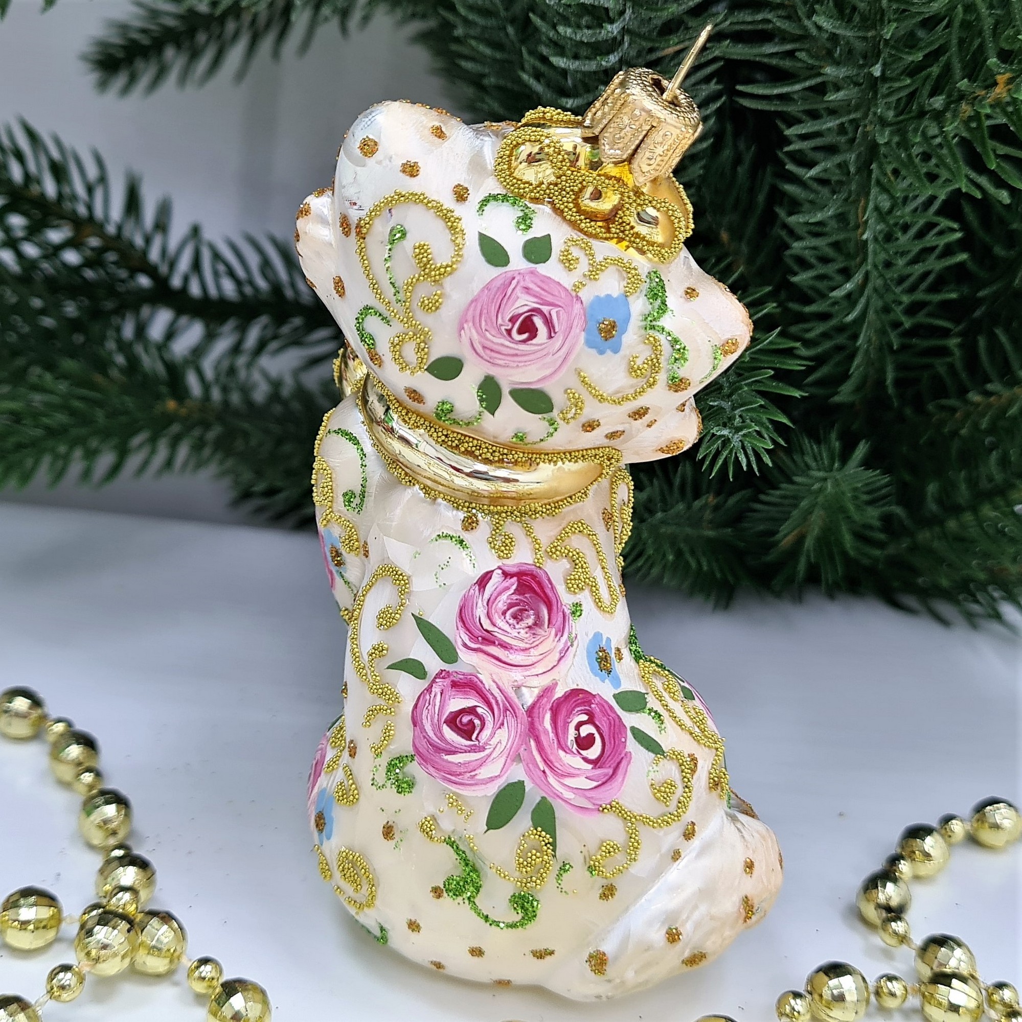 фото Стеклянная елочная игрушка Киса Мэри Версаль