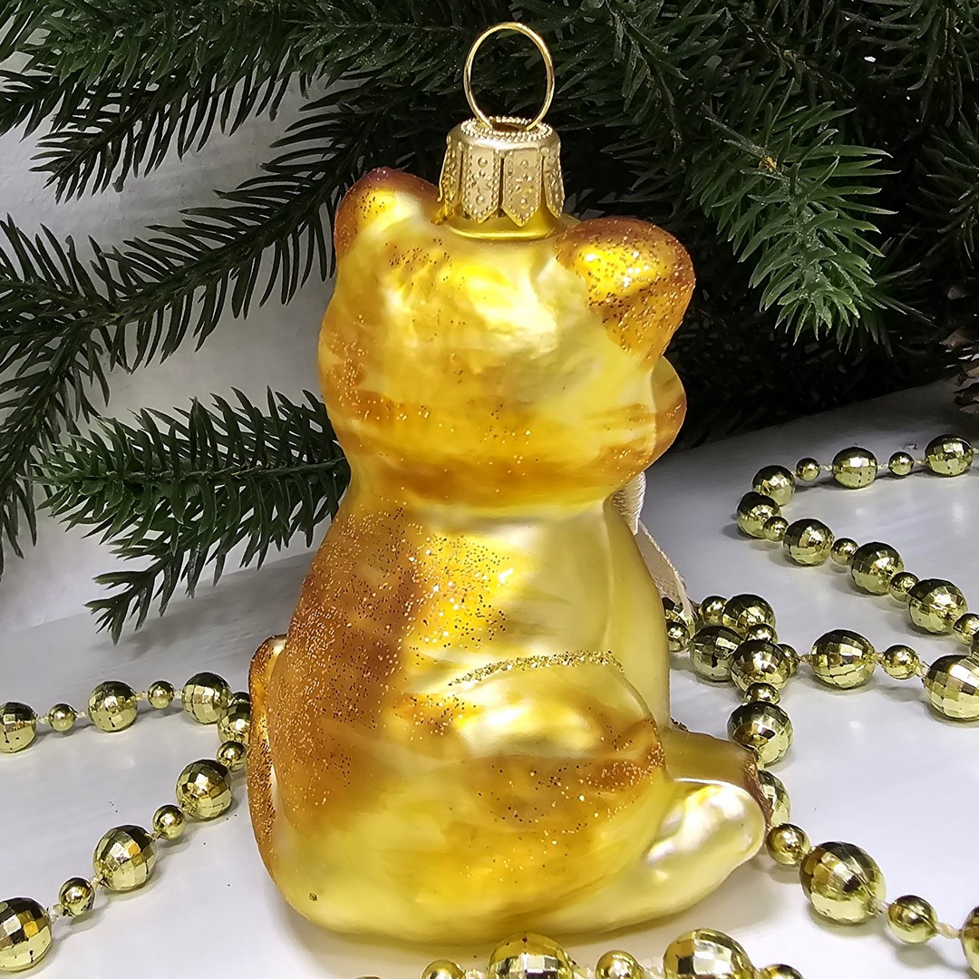 фото Стеклянная елочная игрушка Котенок