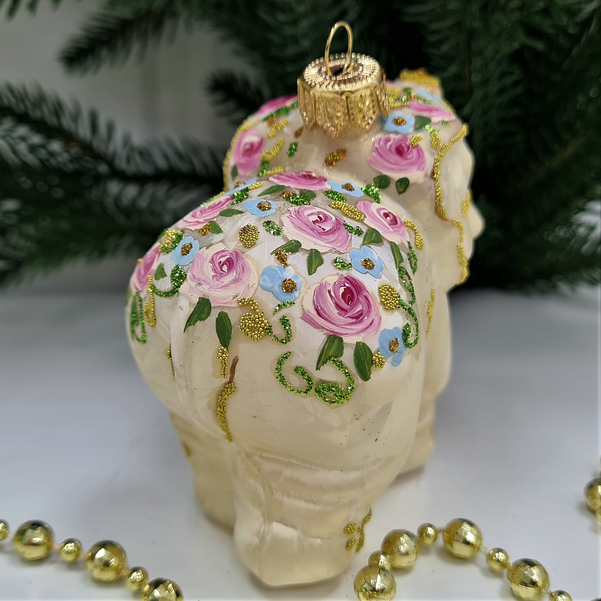 фото Стеклянная елочная игрушка Слон версаль