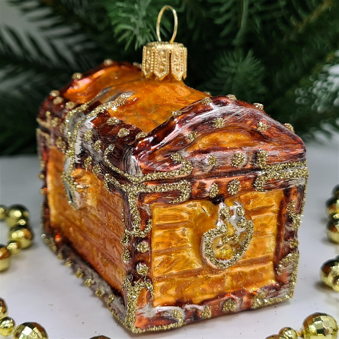 фото Стеклянная елочная игрушка Сундучок