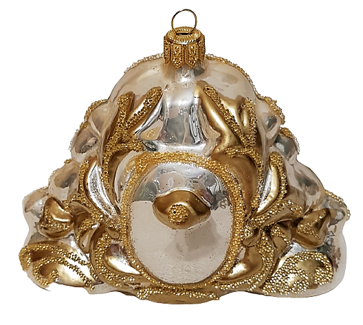 фото Стеклянная елочная игрушка Часы каминные