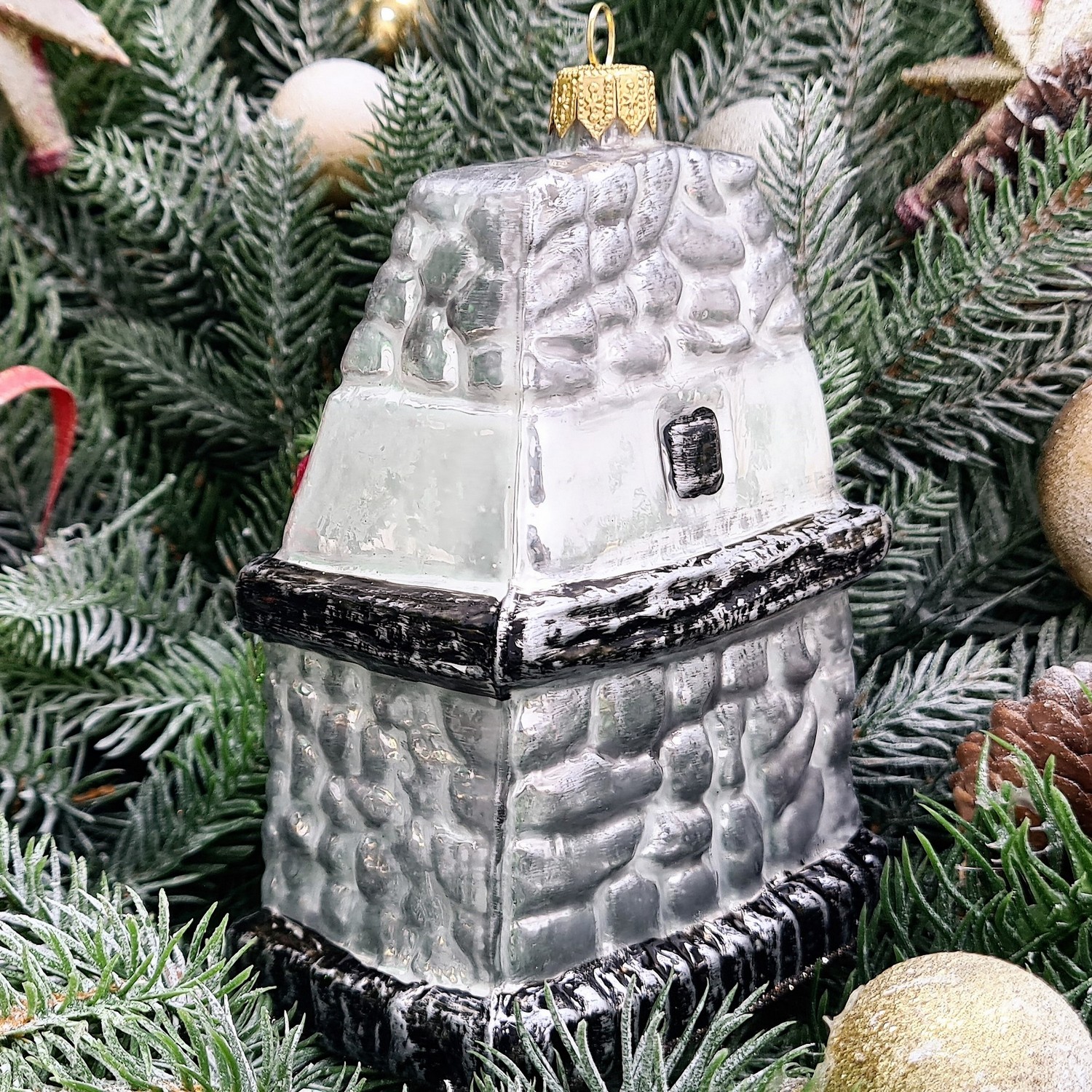 фото Стеклянная елочная игрушка Камин