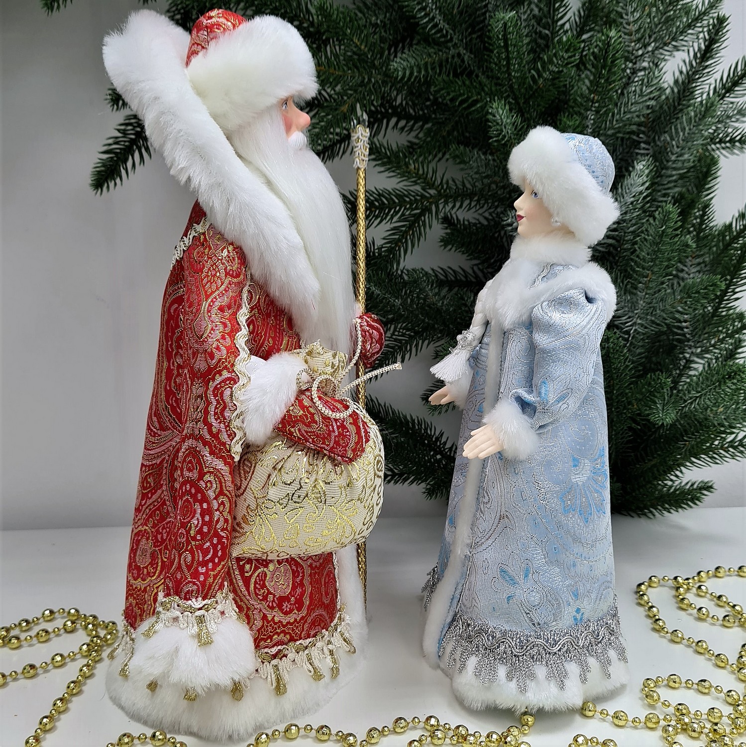 фото Набор Дед Мороз 34 см и Снегурочка 29 см №104