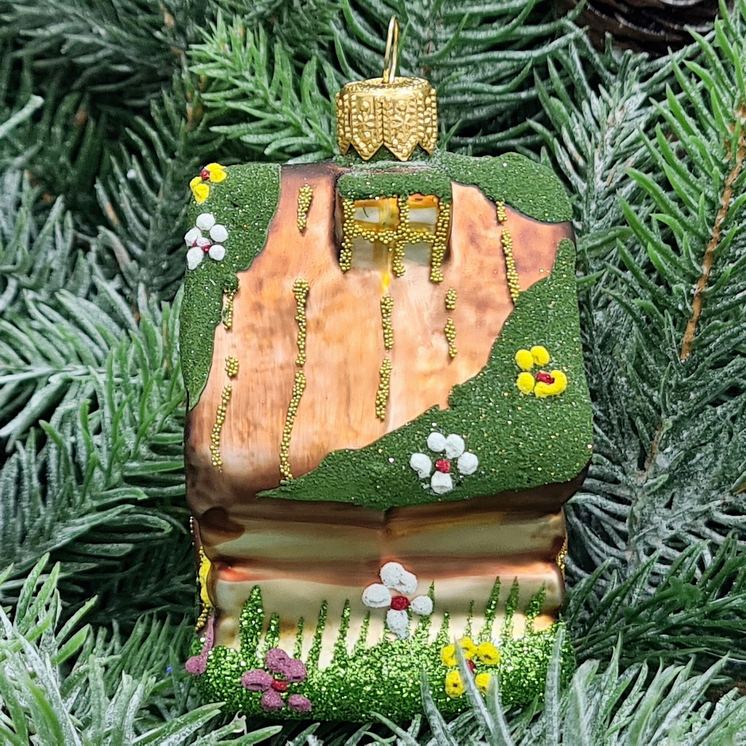 фото Стеклянная елочная игрушка Домик маленький